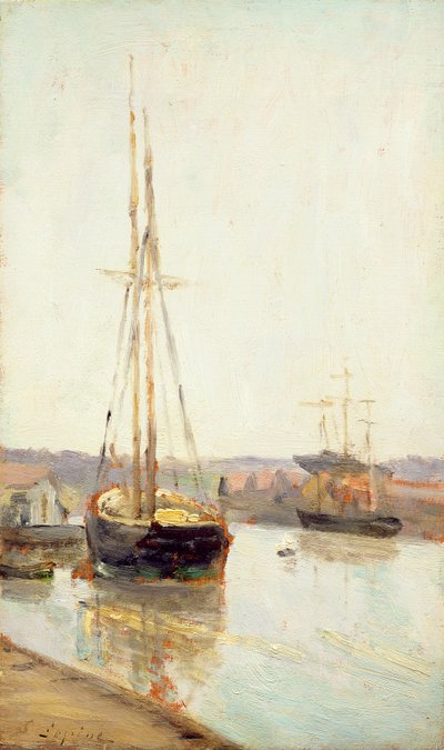 Barcos en un canal de Stanislas Victor Edouard Lepine